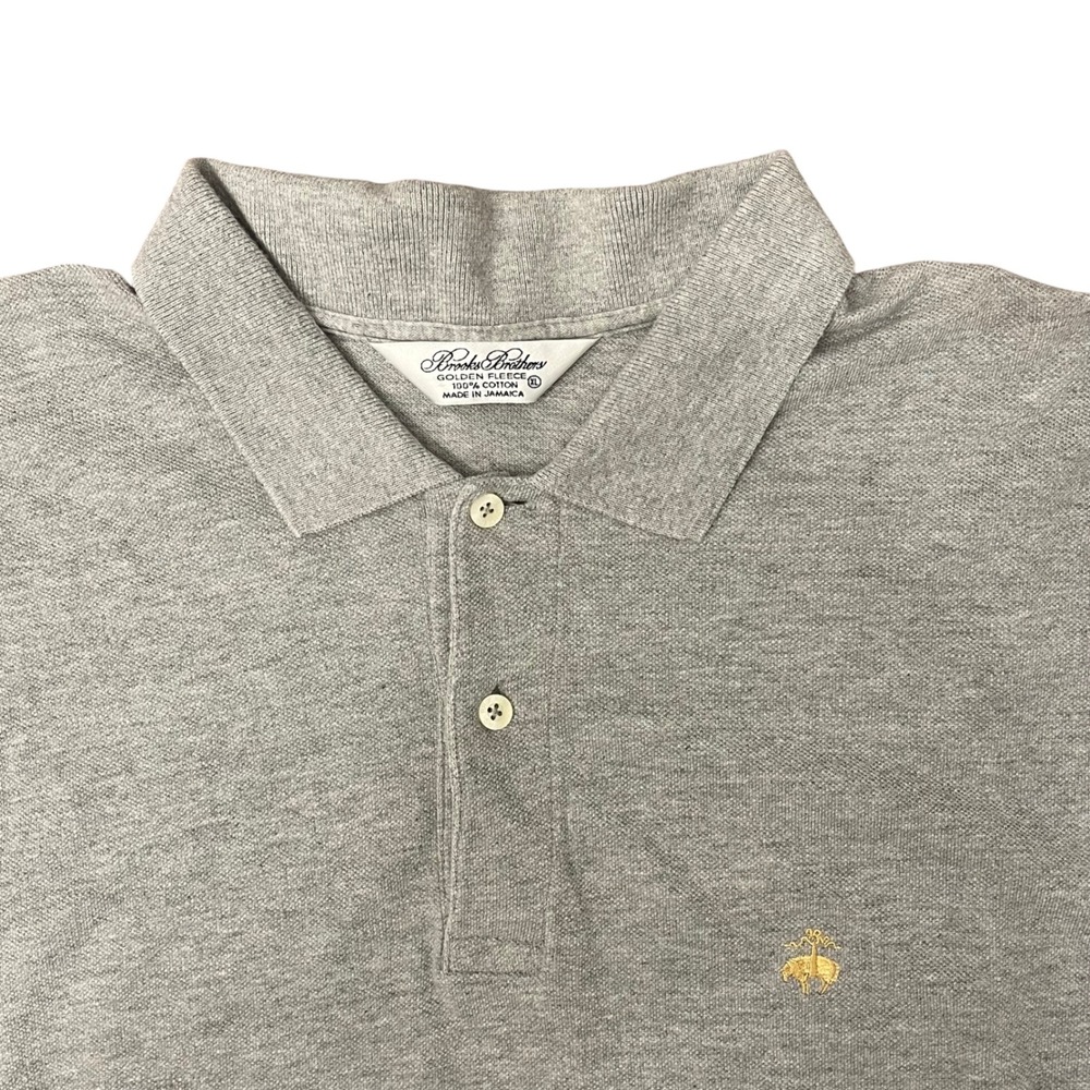 Brooks Brothers Polo Shirt Mens XL Gray Golden Fleece Cotton Pique Short Sleeve